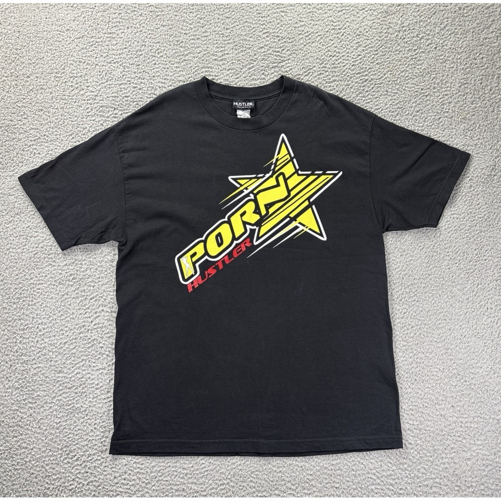 Vintage Hustler Shirt Mens XL‎ Hardcore Since '74 Black Y2K